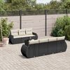 vidaXL 8-delige Loungeset met kussens poly rattan zwart