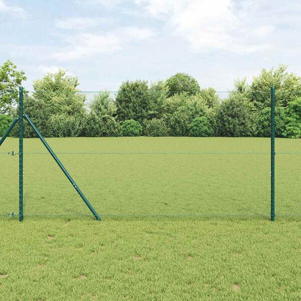 vidaXL Hecke met palen Groen 1.4 x 10 m PVC-gecoat staal