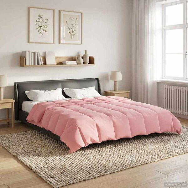 vidaXL Zomer Dekbed Gekwilt Roze 200 x 240 cm Microfiber