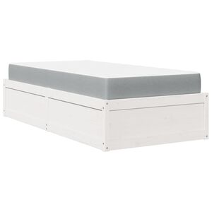 vidaXL Bed met matras massief grenenhout wit 90x190 cm
