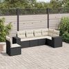 vidaXL 6-delige Loungeset met kussens poly rattan zwart