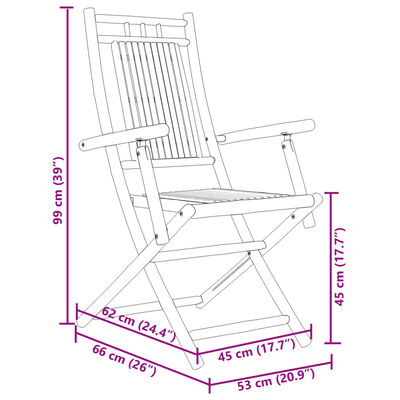 vidaXL Tuinstoelen 2 st inklapbaar 53x66x99 bamboe