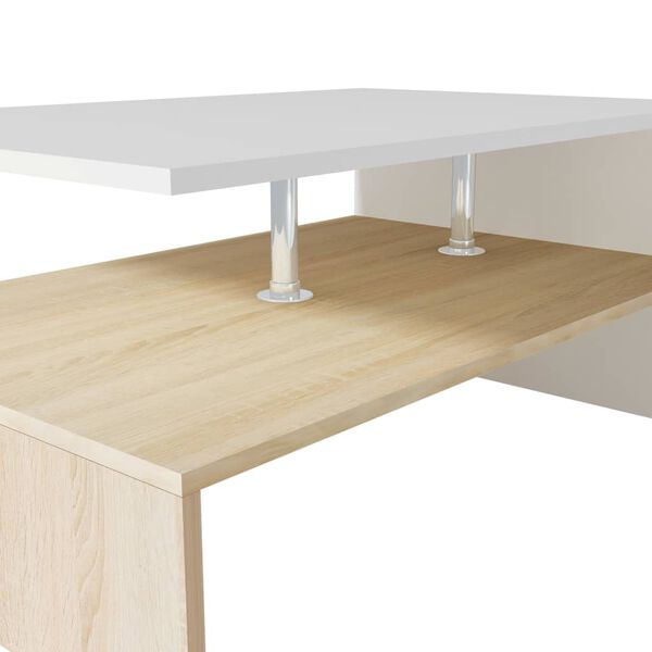 vidaXL Salontafel 90x59x42 cm bewerkt hout eikenkleurig en wit