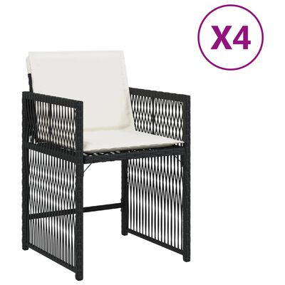 vidaXL Tuinstoelen 4 st met kussens poly rattan zwart