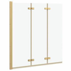 vidaXL Opvouwbare Douchewand Goud 130 x 138 cm ESG-glas en aluminium
