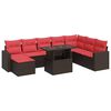 vidaXL 9-delige Loungeset met kussens poly rattan acacia bruin