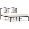 vidaXL Bedframe met hoofdbord metaal zwart 135x190 cm