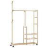 vidaXL Kledingrek met schappen en wielen 100x38x175,5 cm bamboe