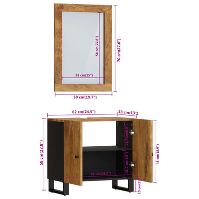vidaXL 2-delige Badkamermeubelset massief mangohout