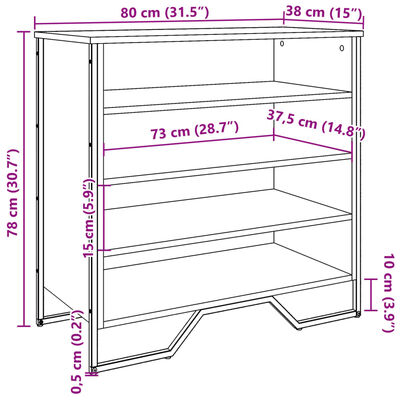 vidaXL Schoenenkast 80x38x78 cm bewerkt hout grijs sonoma eikenkleurig