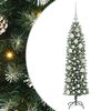 vidaXL Kunstmatige slanke kerstboom Groen en Wit 120 cm