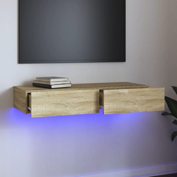 vidaXL Tv-meubel met LED-verlichting 90x35x15,5 cm sonoma eikenkleurig