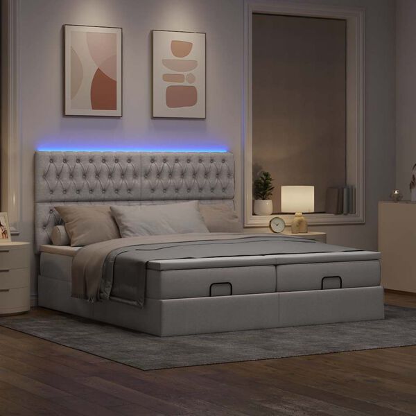 vidaXL Ottoman bed met matrassen en LED's 160x200cm stof taupe