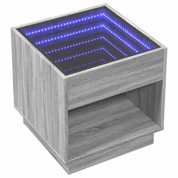 vidaXL Nachtkastje met Infinity LED 50x50x50 cm grijs sonoma eiken