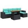 vidaXL 6-delige Loungeset met kussens poly rattan zwart