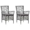 vidaXL Tuinstoelen 2 st met kussens poly rattan grijs