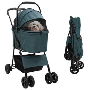 vidaXL Opvouwbare Huisdierenwagen Groen 81 x 47 x 99 cm Polyester