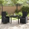 vidaXL Tuin eettafelset met kussen 3 pcs Zwart poly rattan