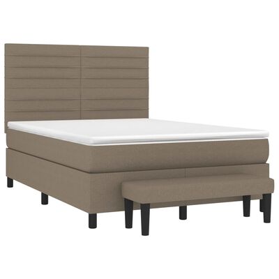 vidaXL Boxspring met matras stof taupe 140x190 cm