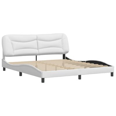 vidaXL Bedframe met hoofdbord kunstleer wit 180x200 cm