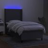 vidaXL Boxspring met matras en LED stof donkergrijs 90x200 cm