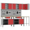 vidaXL Werkkast set met lade met plank met opslag 10 st Rood en Grijs