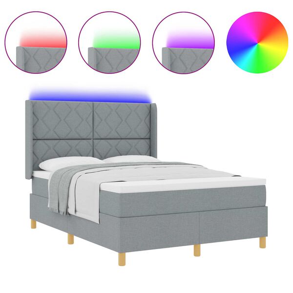 vidaXL Boxspringbed met matras Lichtgrijs 140 x 200 cm Stof