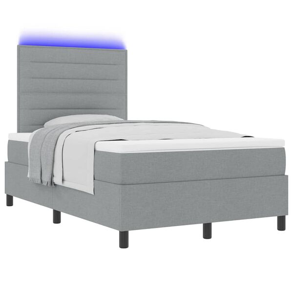 vidaXL Boxspring bed met matras met LED Lichtgrijs 120 x 200 cm Stof