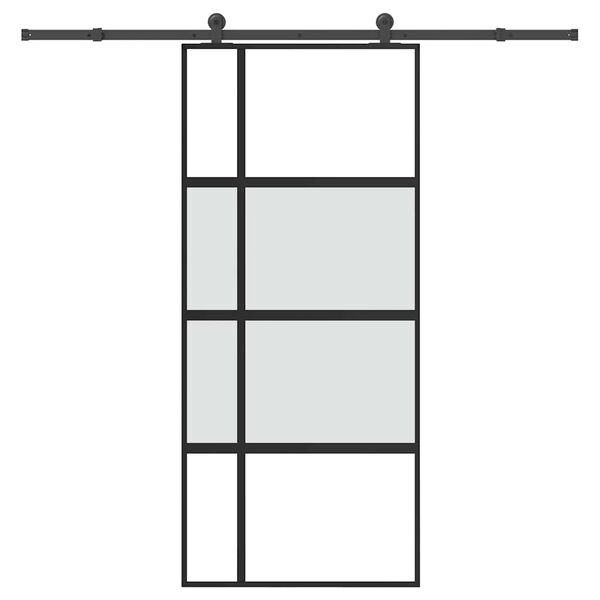 vidaXL Schuifdeur met beslag 90x205 cm gehard glas en aluminium