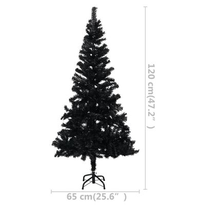 vidaXL Kunstkerstboom met verlichting en standaard 120 cm PVC zwart
