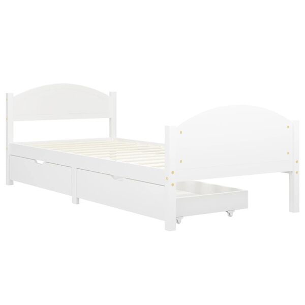 vidaXL Bedframe met 2 lades massief grenenhout wit 90x200 cm