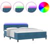 vidaXL LED Box Spring Bed met matras Donkerblauw 180 x 200 cm Fluweel