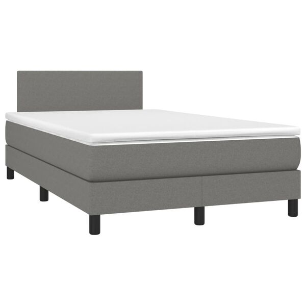 vidaXL Boxspring met matras en LED stof donkergrijs 120x190 cm