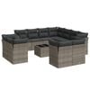 vidaXL 12-delige Loungeset met kussens poly rattan grijs