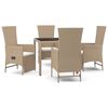 vidaXL 5-delige Tuinset met kussens poly rattan beige