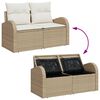 vidaXL Bankstel met kussen met opslag 4 pcs Beige en Wit poly rattan