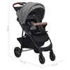 vidaXL Kinderwagen 3-in-1 staal lichtgrijs