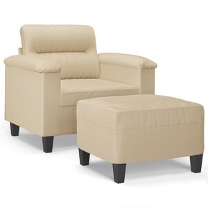 vidaXL Fauteuil met voetenbank 60 cm microvezelstof cr&egrave;me