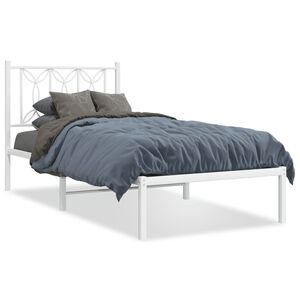 vidaXL Bedframe met hoofdbord metaal wit 90x190 cm