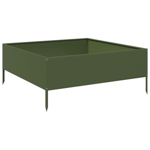 vidaXL Plantenbak verhoogd 100x100x41 cm staal olijfgroen
