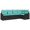 vidaXL Bankstel met kussen 5 pcs Zwart poly rattan