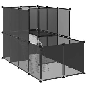 vidaXL Dierenhok klein 142x74x93 cm polypropeen en staal zwart