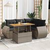 vidaXL 5-delige Loungeset met kussens poly rattan grijs