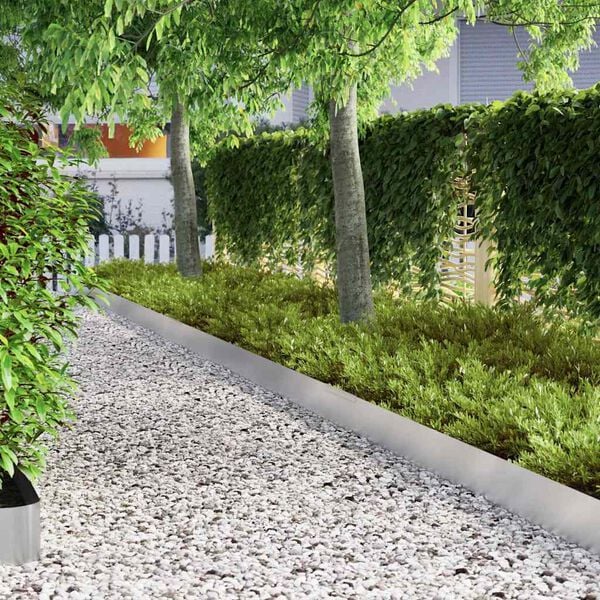vidaXL Tuinrand Zilver 450 x 0.05 x 15 cm Roestvrij staal