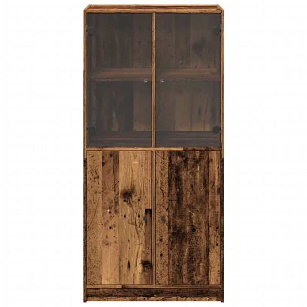 vidaXL Hoge kast met deuren 68x37x142 cm bewerkt hout oud houtkleurig