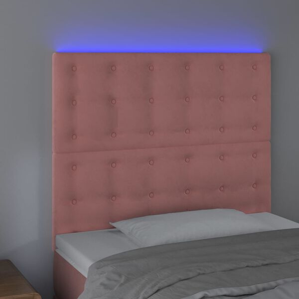 vidaXL Hoofdbord LED 100x5x118/128 cm fluweel roze