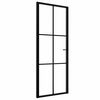 vidaXL Binnendeur 76x201,5 cm ESG-glas en aluminium zwart