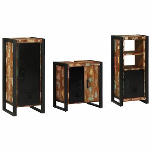 vidaXL Badkamermeubelset 3 st Multikleur en Zwart 40 x 35 x 90 cm