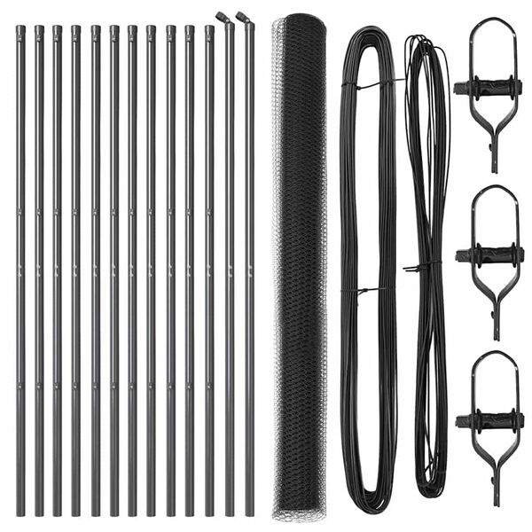 vidaXL Afrasteringspaal Grijs 25 x 1,5 m (13 mm gaas) Staal