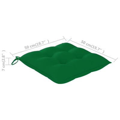 vidaXL Tuinstoelen 8 st met groene kussens massief teakhout